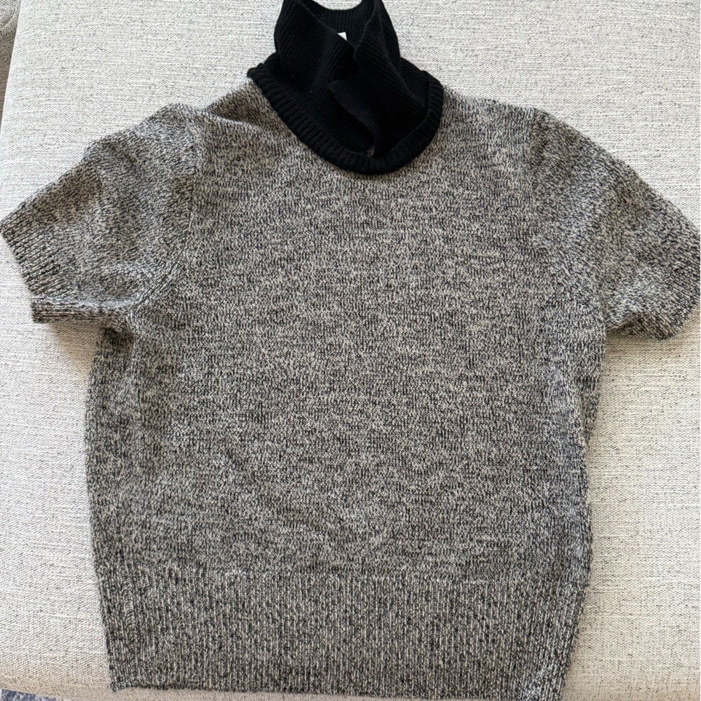 J. Crew Heather Gray and Black Turtleneck Sweater